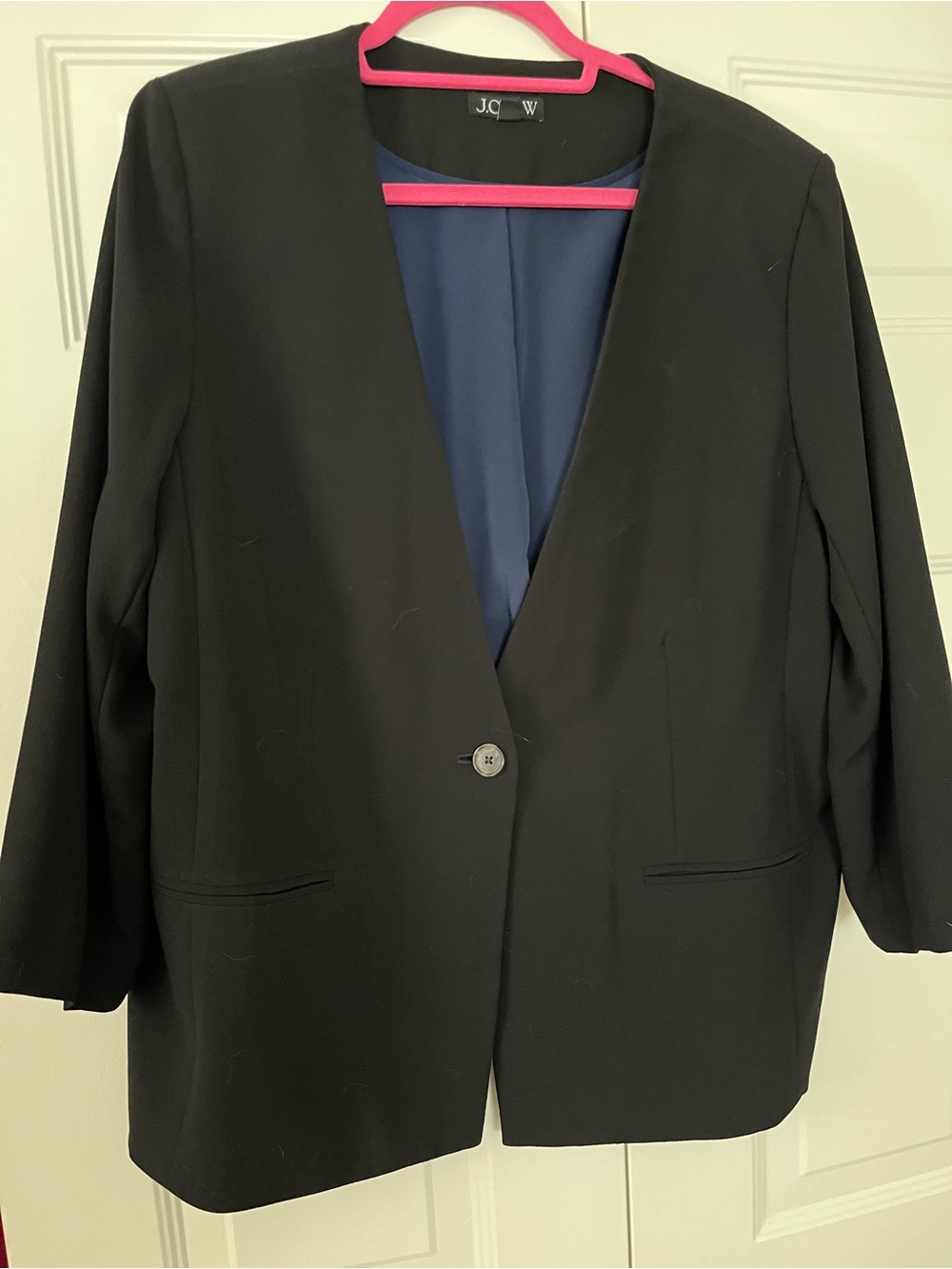 J Crew 18 Black Single Button Close Blazer